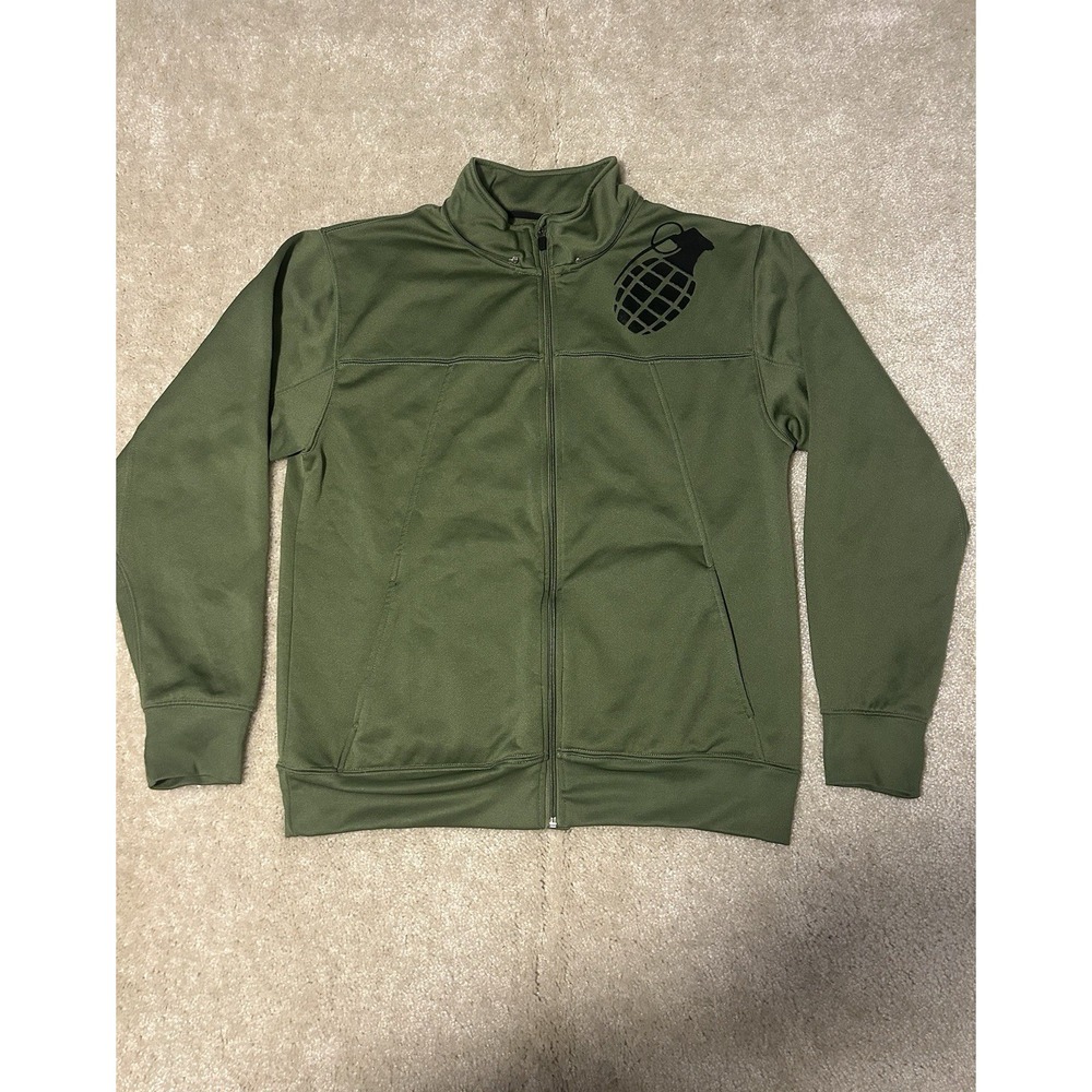 Grenade Full Zip Sweatshirt Mens Large Green Graphic Print Army War